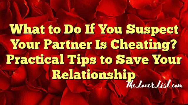 What to Do If You Suspect Your Partner Is Cheating? Practical Tips to Save Your Relationship
